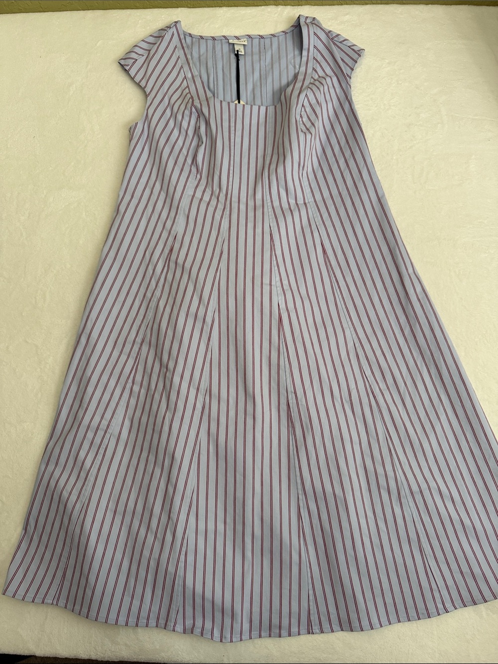Ava & Viv Light Blue Dress with Burgundy Stripes